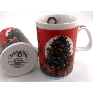 Holiday Mugs Set of 2 Waechtersbach Christmas Tree Red‎ Hamburg Germany Cocoa
